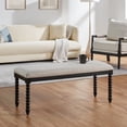 thumbnail image 1 of Duhome Classic Spindle-Leg Upholstered Bench with Fabric Seat,Black & Cream, 1 of 10