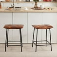 thumbnail image 1 of Duhome Counter Height Bar Stools Set of 2, Faux Leather Counter Stools with Metal Legs Backless Upholstered, Yellowish Brown, 1 of 8