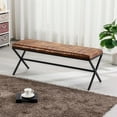 thumbnail image 1 of Duhome Dining Bench with Metal Base Modern Faux Leather Bench Upholstered Bedroom Bench End of Bed Bench Living Room Entryway Bench, Brown, 1 of 8