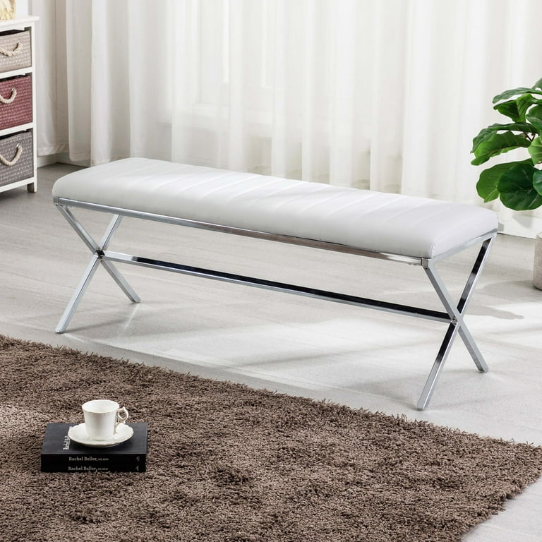 White leather bedroom sale bench