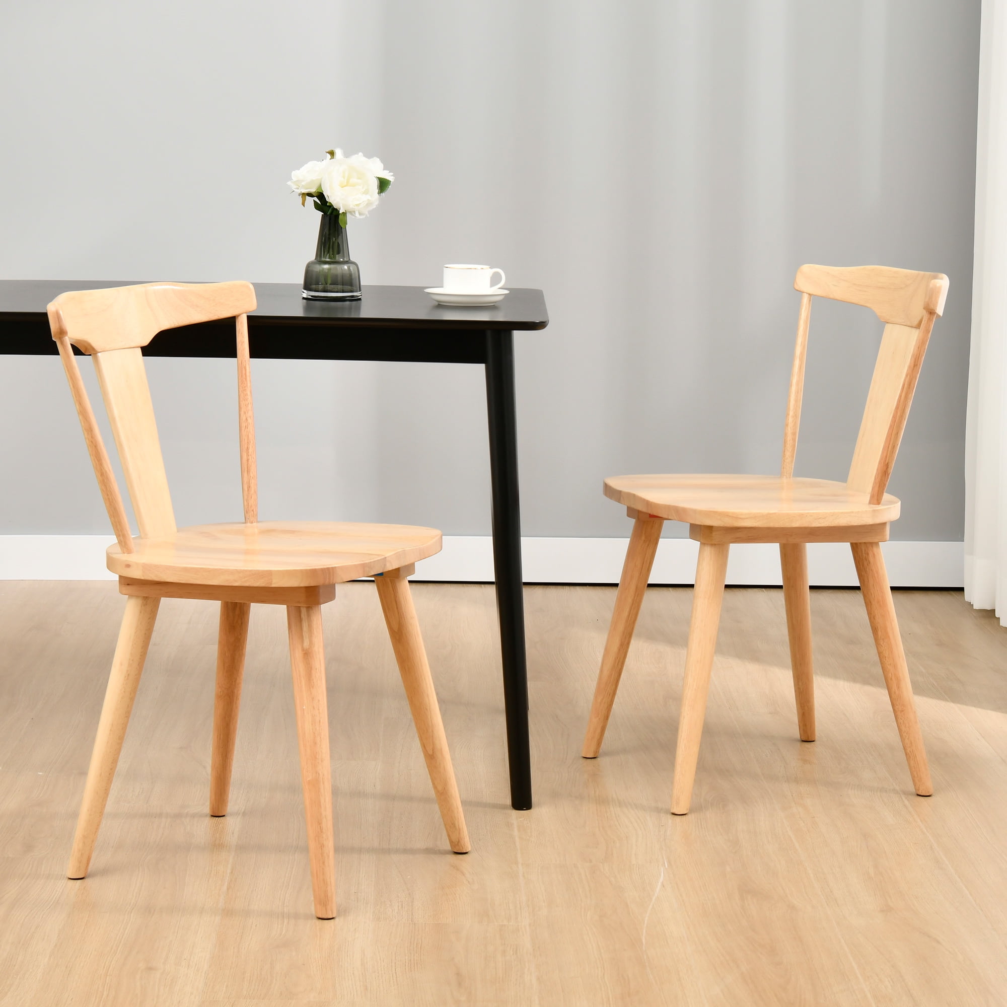 Duhome Dining Chairs Set of 2 Wood Dining Room Chair Windsor Chair for Kitchen Farmhouse Chairs Slat Back White Walmart