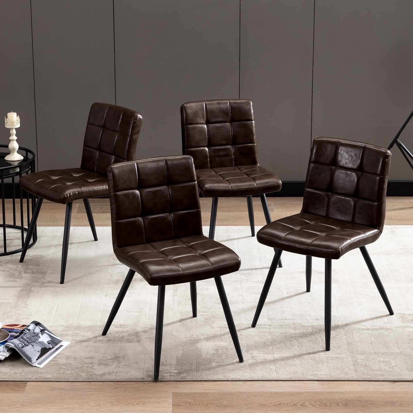 Duhome Dining Chairs Set of 4, Faux Leather Dining Room Set Tufted