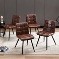 thumbnail image 1 of Duhome Dining Chairs Set of 4 Mid-century Modern Dining Room Chairs Faux Leather Kitchen Chairs Tufted Side Chairs, Brown, 1 of 11