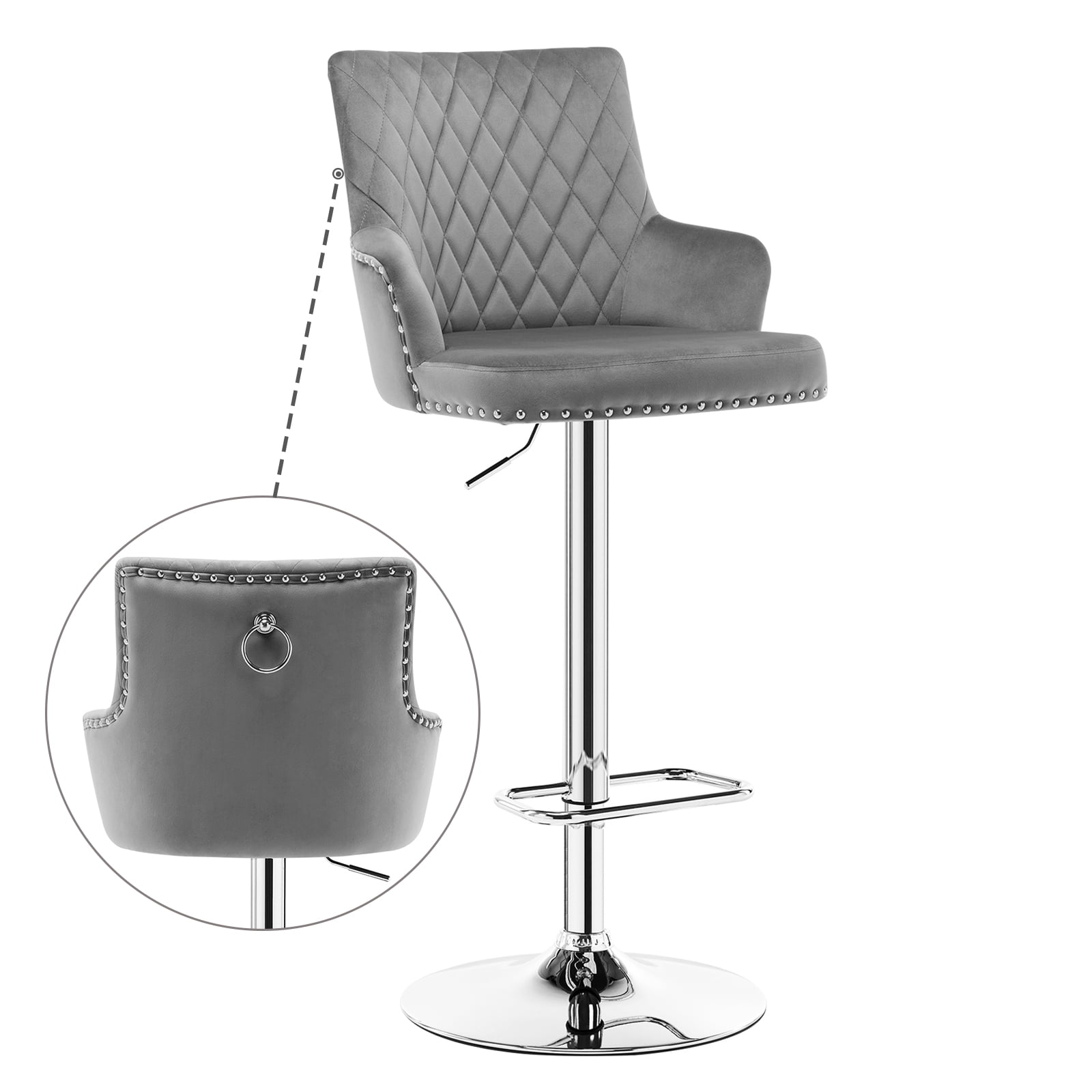 Duhome Elegant Lifestyle Bar Stool with 360Degree Swivel & Adjustable Height, Gray