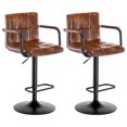 thumbnail image 1 of Duhome Elegant Lifestyle Bar Stools with Back Set of 2, Faux Leather Barstools with Arms Modern Swivel Counter Stools Adjustable Brown, 1 of 6