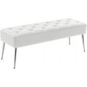 Duhome Elegant Lifestyle Bench Faux Leather Upholstered Bench for Bedroom Entryway Modern Tufted Bed End Bench White
