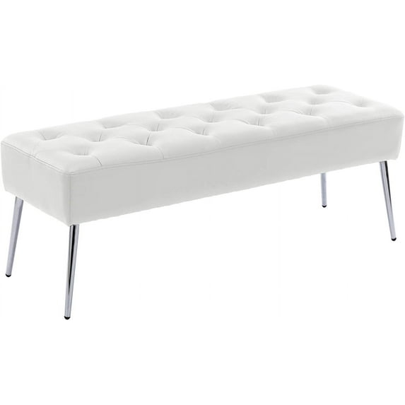 Duhome Elegant Lifestyle Bench Faux Leather Upholstered Bench for Bedroom Entryway Modern Tufted Bed End Bench White