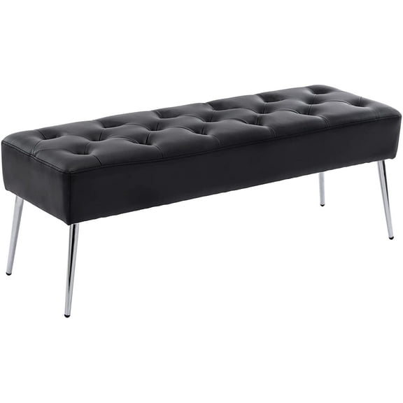 Duhome Elegant Lifestyle Bench PU Leather Upholstered Bench for Bedroom Entryway End of Bed Modern Classic Tufted Accent Bench Black