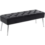 Duhome Elegant Lifestyle Bench PU Leather Upholstered Bench for Bedroom Entryway End of Bed Modern Classic Tufted Accent Bench Black