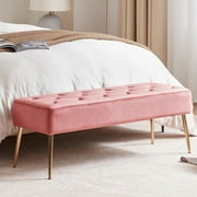 Duhome Elegant Lifestyle Modern Velvet Bench Ottoman, Upholstered Bench for Entryway Bedroom, Tufted End of Bed Bench, Pink