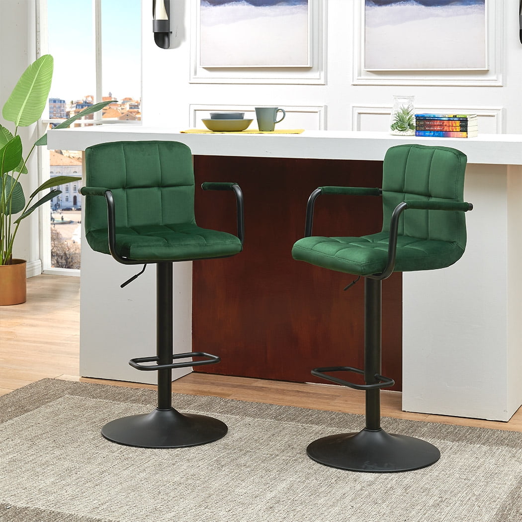 Duhome Elegant Lifestyle Velvet Bar Stools with Back Set of 2 Adjustable Bar Stools with Arms Modern Kitchen Counter Stools Bar Chairs Atrovirens