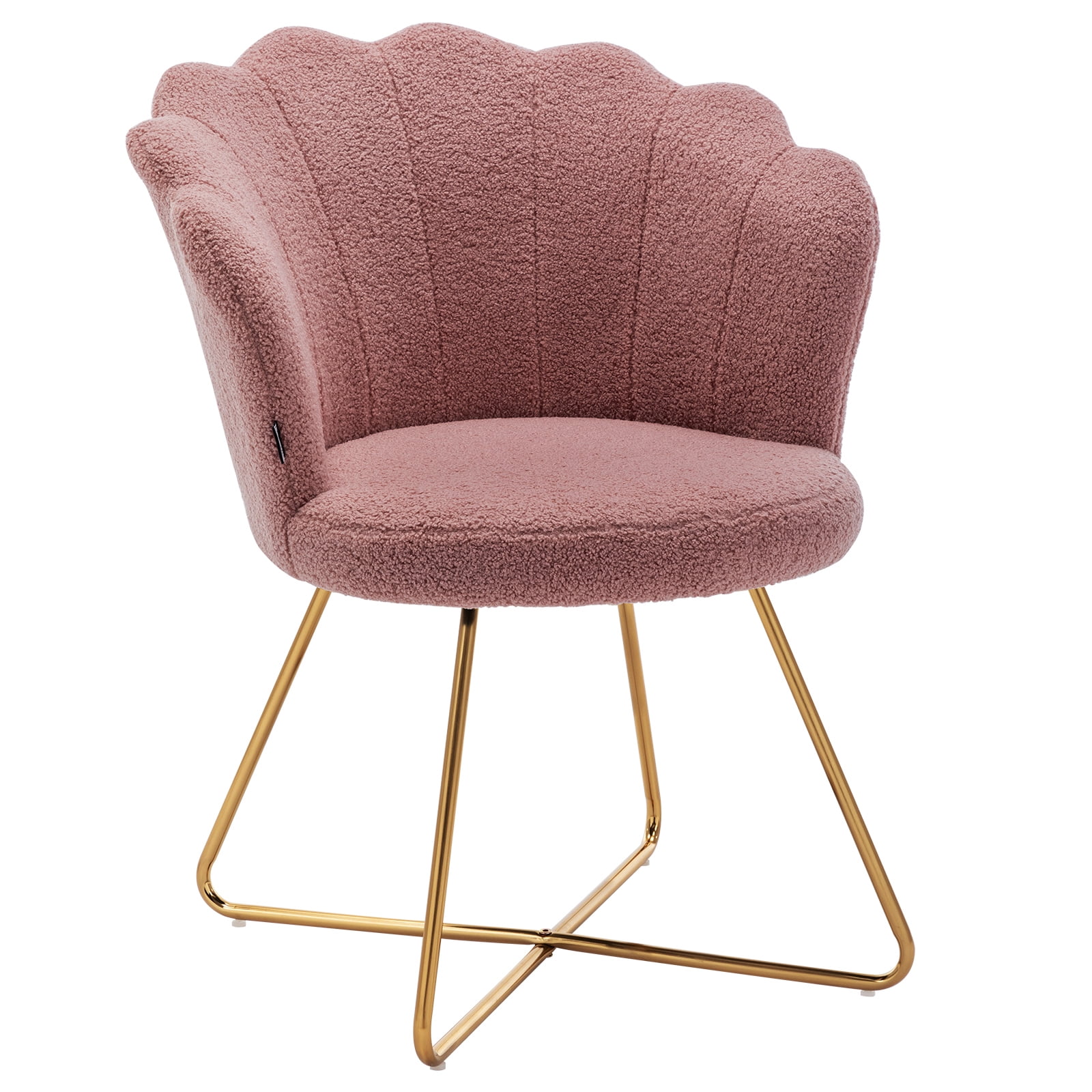 Duhome Faux Fur Vanity Chair with Back, Accent Chair with Gold Metal