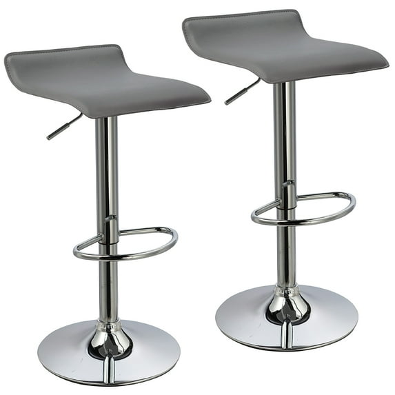 Duhome Faux Leather Bar Stools Set of 2, Adjustable Barstools with Low Back, Modern Bar Chairs Gray