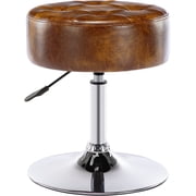 Duhome Faux Leather Vanity Chair, Swivel Makeup Stool Living Room Chair Upholstered Round Ottoman Stool Chair for Bedroom Bathroom Entryway, Brown