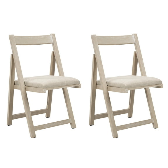 Duhome Folding Wooden Chairs with Padded Cushion,Perfect for Dining or Events,Set of 2, Cream