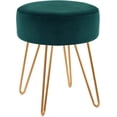 thumbnail image 1 of Duhome Velvet Upholstered Vanity Stool Small Round Accent Stool with Gold Hairpin Legs, Atrovirens, 1 of 7