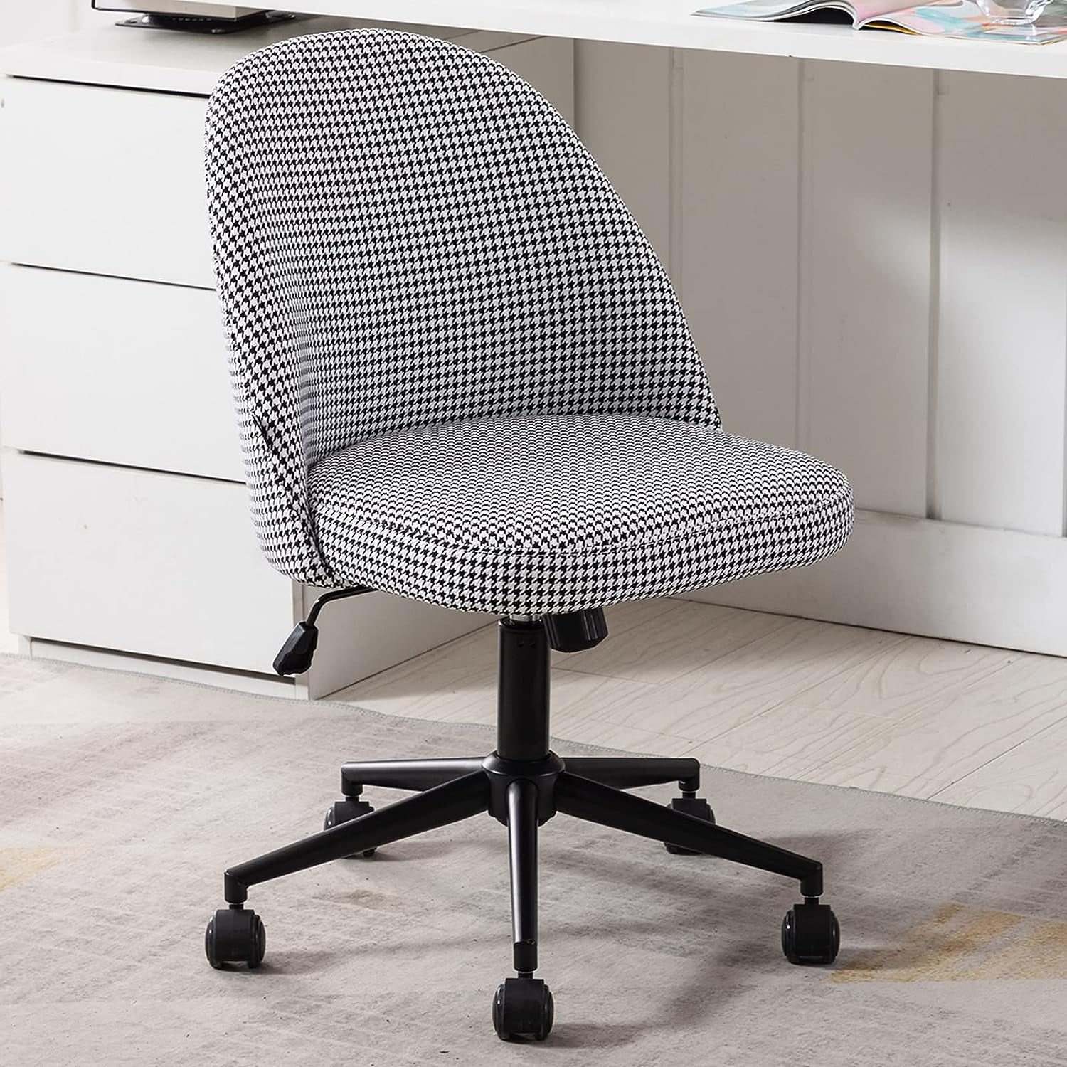 Duhome Linen Home Office Desk Chair, Swivel Desk Chair Upholstered