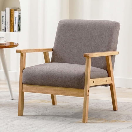 Duhome Mid-Century Armchair, Fabric Upholstered Retro Lounge Chair Reading Chair w/ Wood Frame for Living Room, Office