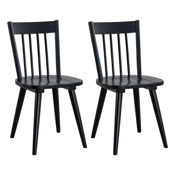 Duhome Mid-Century Modern Black Solid Wood Spindle Back Dining Chairs,Set of 2