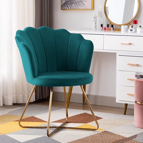 Duhome Modern Accent Chair with Gold Metal Legs, Velvet Makeup Vanity Chair with Back Atrovirens