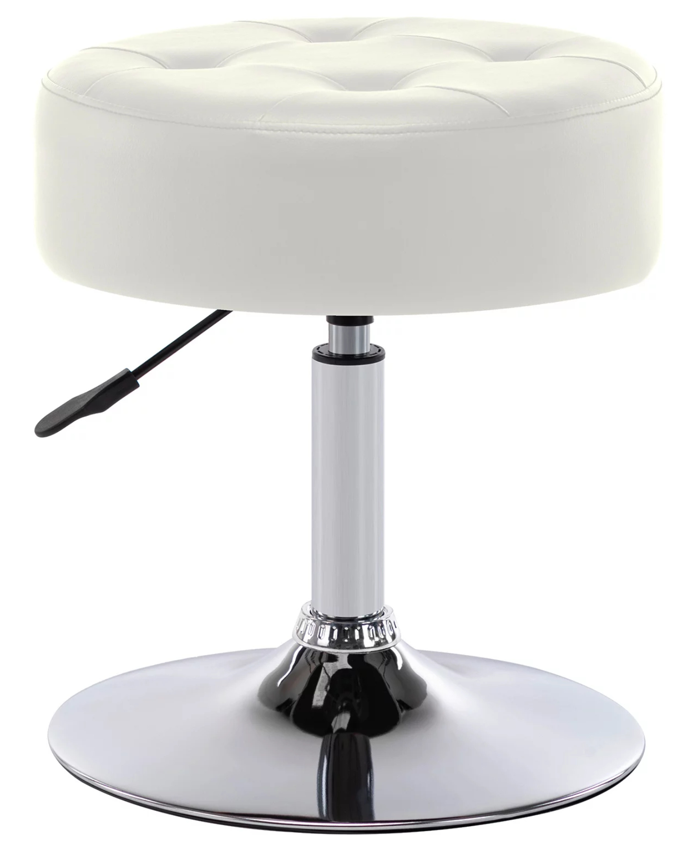 VEIKOUS Makeup Vanity Stool Chair with Low Back and Wood Legs, White
