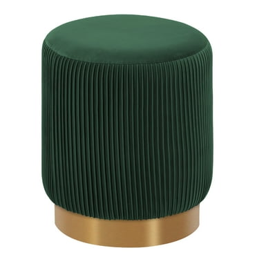 Duhome Modern Round Ottoman Footstool Velvet Vanity Stool Glam Stool Seat for Bedroom Living Room Furniture Decorative Entryway Bench, Dark Green