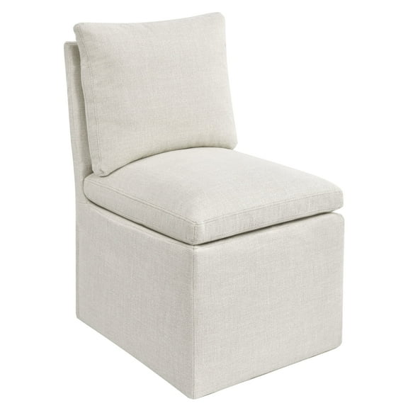 Duhome Modern Upholstered Dining Chair with Casters Slipcovered Armless Chair Cream White