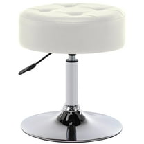 Duhome Modern Vanity Stool PU Leather Swivel Vanity Chair, Adjustable Height with Chrome Base White