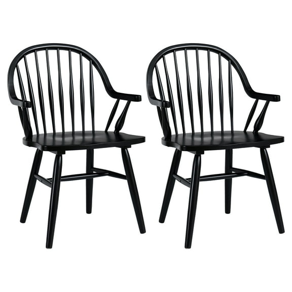 Duhome Modern Windsor Armchairs, Solid Wood Dining Chairs with Spindle Backrest, Set of 2
