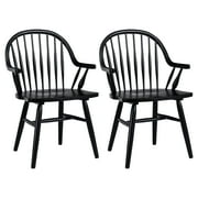 Duhome Modern Windsor Armchairs, Solid Wood Dining Chairs with Spindle Backrest, Set of 2
