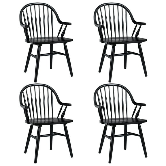 Duhome Modern Windsor Armchairs, Solid Wood Dining Chairs with Spindle Backrest, Set of 4
