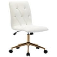 thumbnail image 1 of Duhome Office Chair Desk Chair Faux Leather Tufted Computer Chair Bedroom Task Chair Vanity Chair with Wheels for Teen Girls, White and Gold, 1 of 9