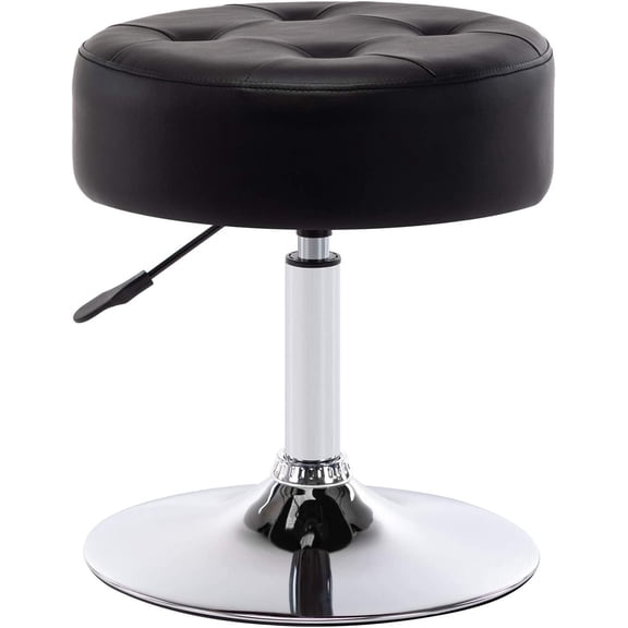 Duhome PU Leather Vanity Makeup Chair Stool Height Adjustable Swivel Round Ottoman for Closet Bedroom Black 1 Pcs