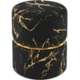 thumbnail image 1 of Duhome Round Ottoman Footstools Velvet Vanity Stool Furry Makeup Stool for Bedroom Living Room Decorative Padded Small Bench, Black and Gold, 1 of 8