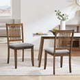 thumbnail image 1 of Duhome Rubber Wood Dining Chairs Set of 2, Slat Back Farmhouse Dining Room Chairs Side Chair with Upholstered Seat, Walnut, 1 of 9