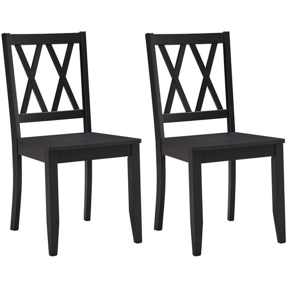 Duhome Rubberwood Black Dining Chairs Set of 2, Farmhouse Dining Room Chairs Cross Back Kitchen Chairs Cottage Wooden Chair