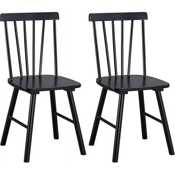 Duhome Modern Black Solid Wood Dining Chairs with Spindle Back and Comfortable Seat, Set of 2