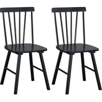 Duhome Modern Black Solid Wood Dining Chairs with Spindle Back and Comfortable Seat, Set of 2