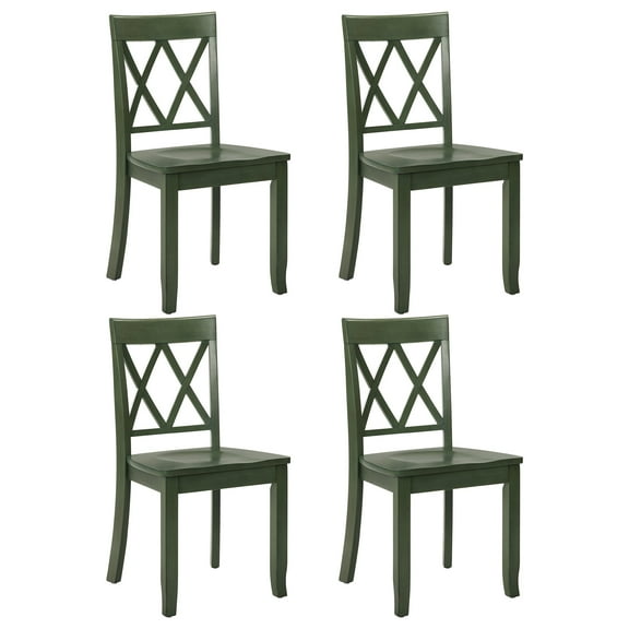 Duhome Solid Wood Dining Chairs Set of 4 Modern Cross Back Chairs for Kitchen, Dining Room,Green