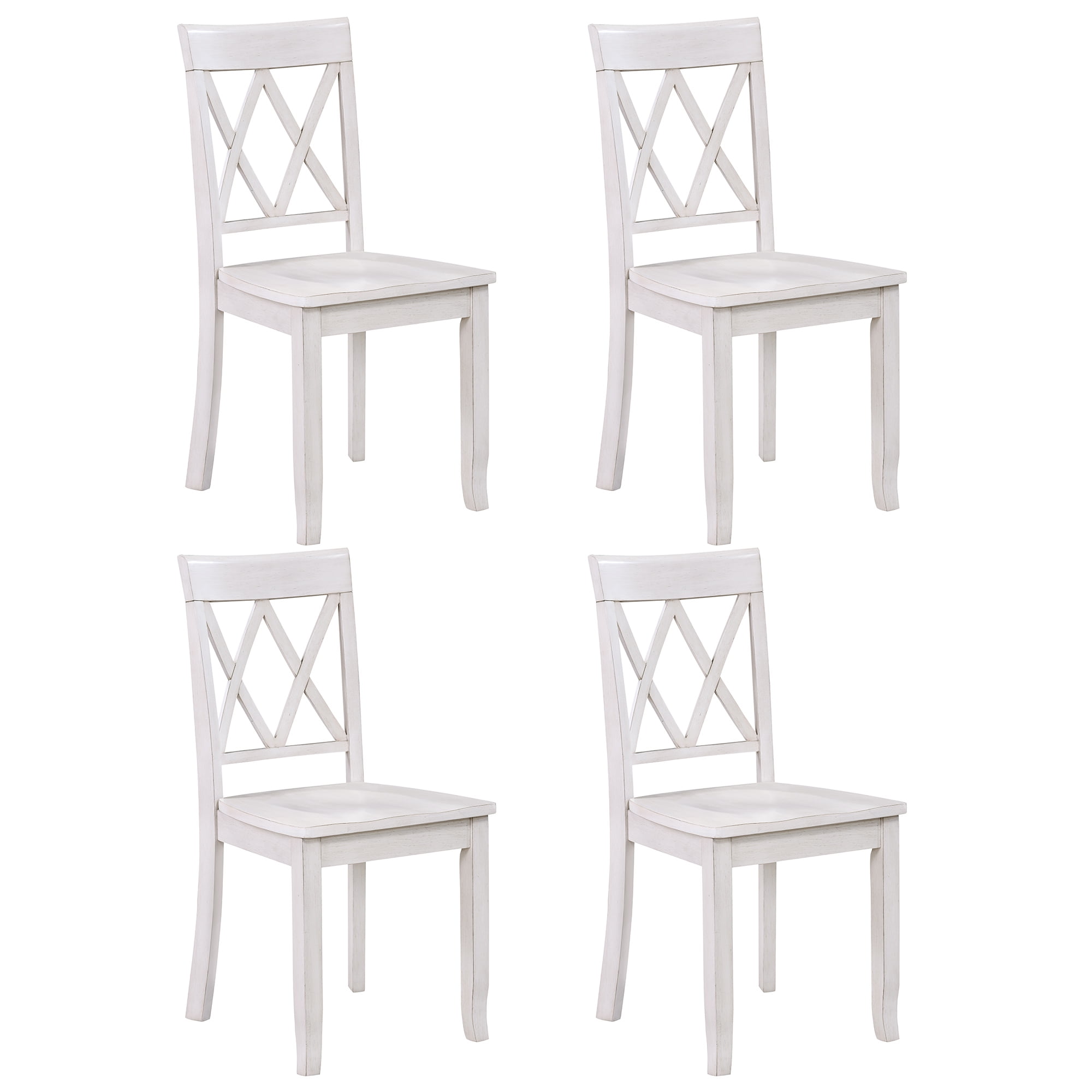 Duhome Solid Wood Dining Chairs Set of 4 Modern Cross Back Chairs for Kitchen, Dining Room,White