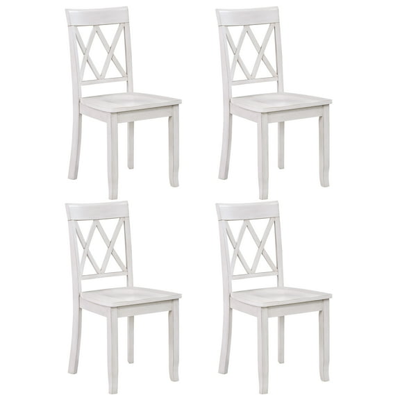 Duhome Solid Wood Dining Chairs Set of 4 Modern Cross Back Chairs for Kitchen, Dining Room,White