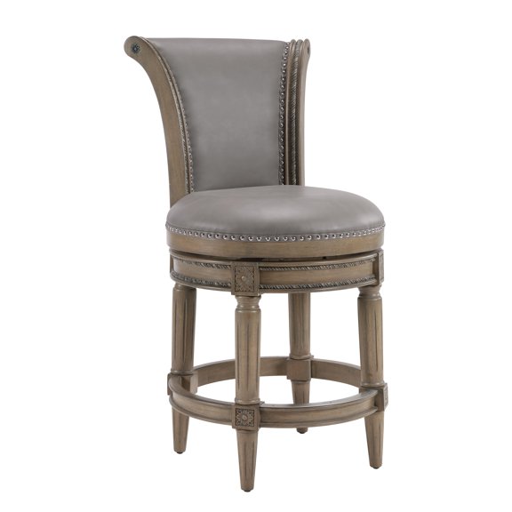 Duhome Solid Wood Swivel Barstool with High Backrest,Wrap-Around Footrest,Antique Oak