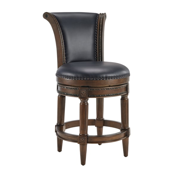 Duhome Solid Wood Swivel Barstool with High Backrest,Wrap-Around Footrest,Walnut