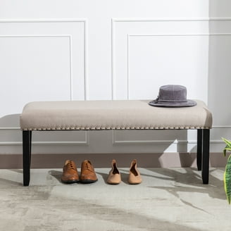 Pemberly Row Contemporary Fabric Dining Room Bench in Cherry