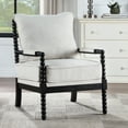 thumbnail image 1 of Duhome Upholstered Dining Chair Spindle Spool Accent Chair Linen Fabric Armchair with Wood Frame for Livingroom, Black+Beige, 1 of 8