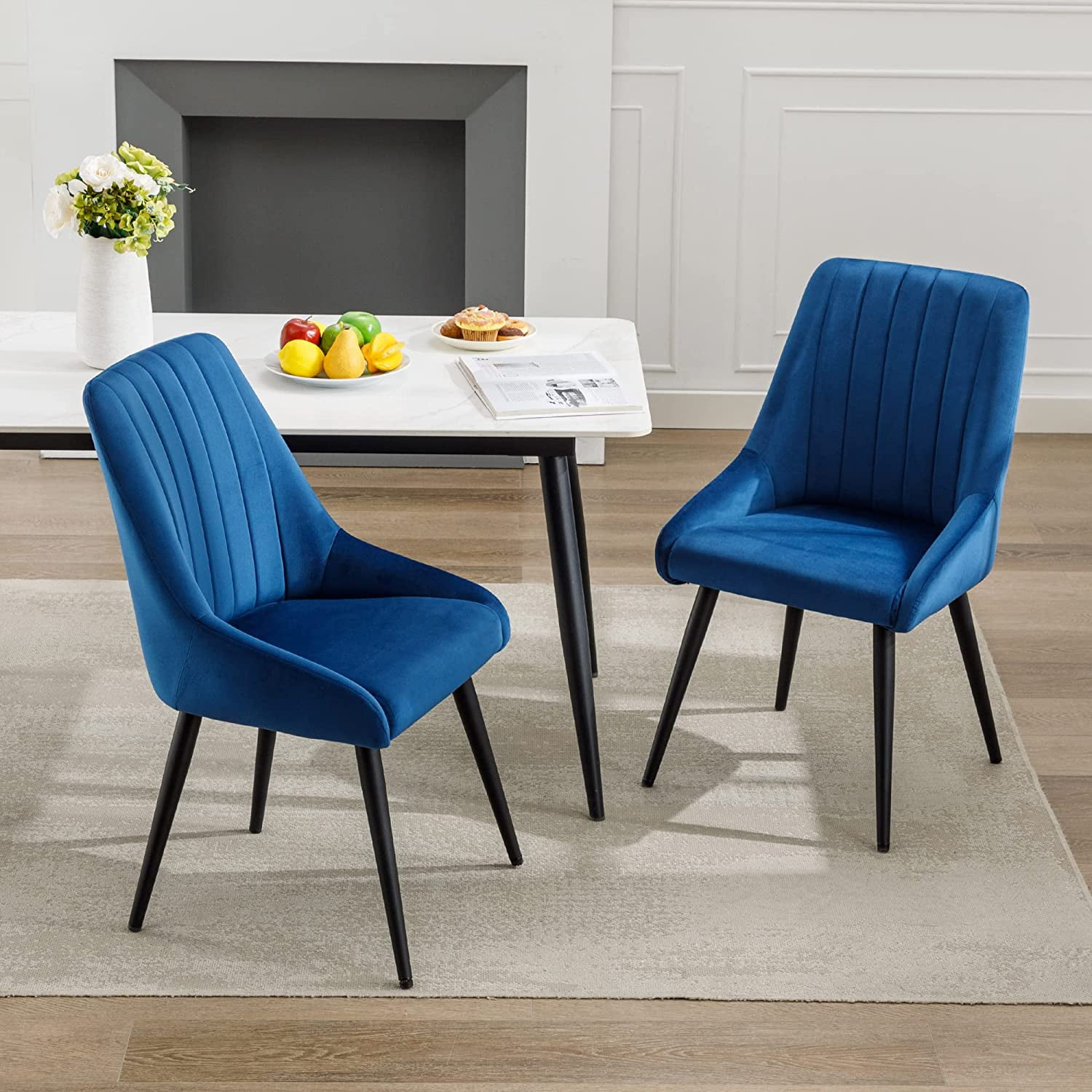 Duhome Velvet Dining Chairs Set of 2 Modern Accent Chair Side Chairs for Living Room Upholstered Dining Room Kitchen Chairs Dark Green Walmart