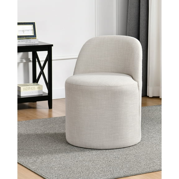 Duhome Upholstered Round Linen Dining Chair,Accent Armless Modern Dining Chairs for Dining Room Bedroom Living Room