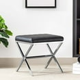 thumbnail image 1 of Duhome Vanity Stool Faux Leather Makeup Stool Vanity Bench with Metal Base Small Footstool Ottoman Footrest for Living Room, Black, 1 of 8