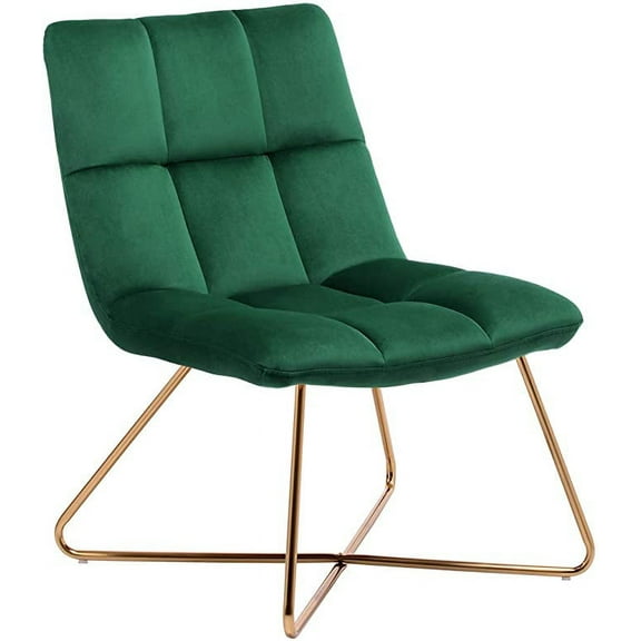 Duhome Velvet Accent Chair Retro Cliner Leisure Lounge Chair Mid Century Modern Chair Vanity Chair for Living Room Bedroom with Gold Metal Legs Dark Green 1 PCS