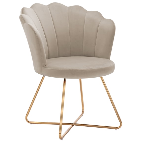 Duhome Velvet Accent Chair with Gold Metal Legs, Sherpa Makeup Vanity Guest Chair Bedroom Chair, Khaki